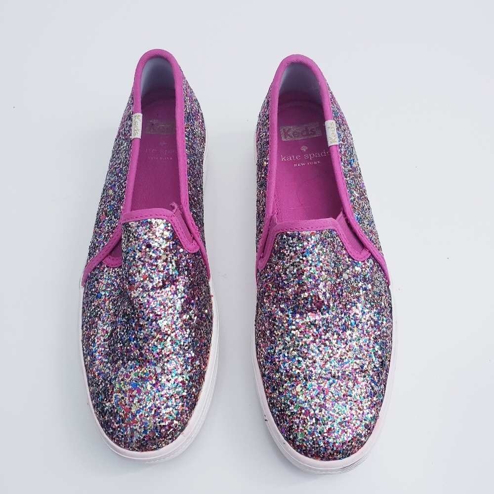 Kate Spade Triple Decker Multicolor Glitter Flat Shoes - Picture 2 of 6
